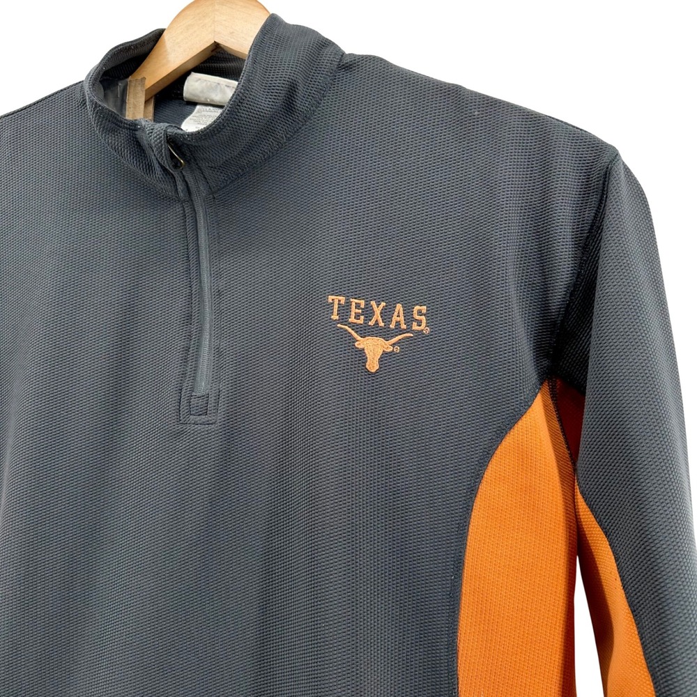 Majestic Texas Longhorns Mens XL Quarter Zip Pullover Gray Orange Waffle Knit‎